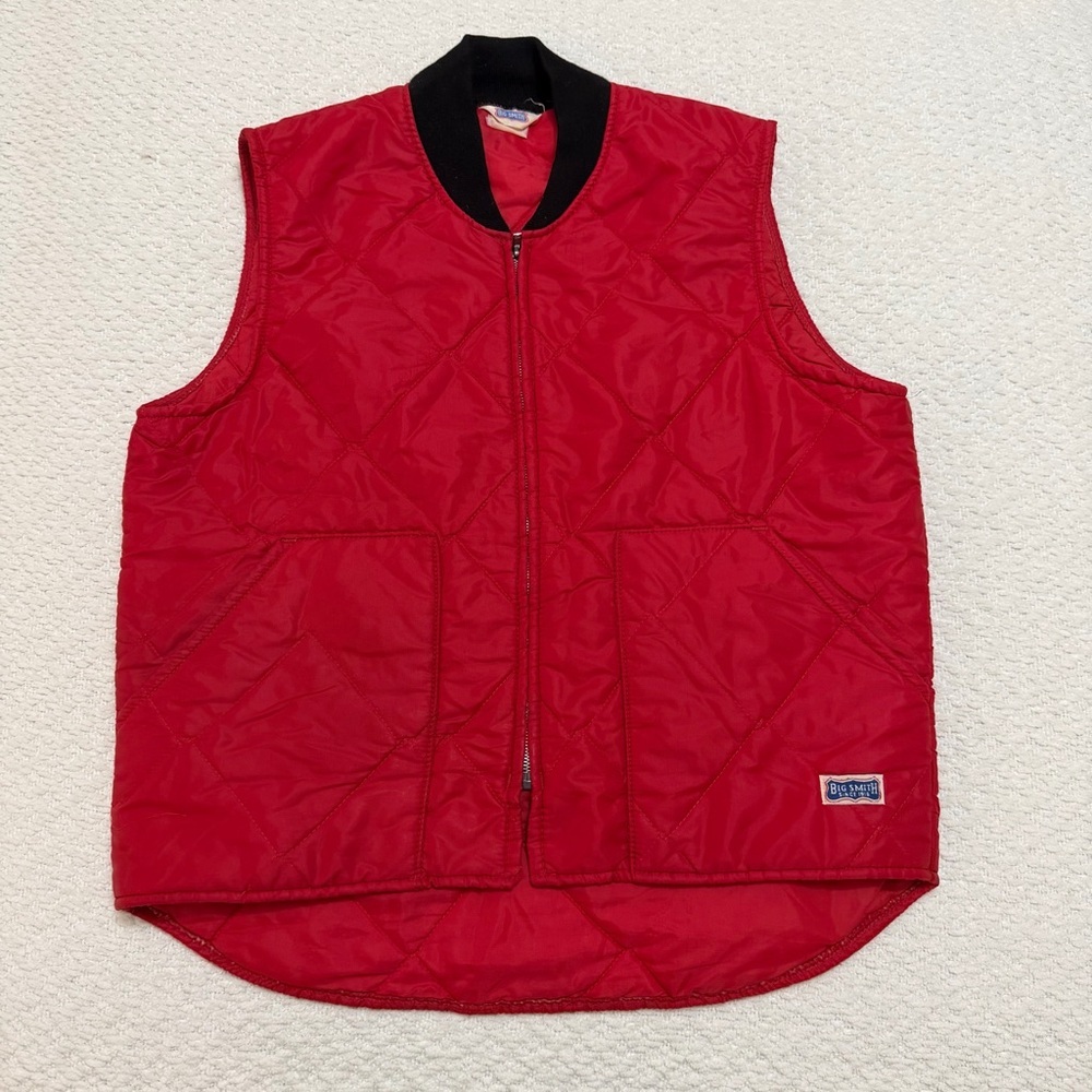 Vintage Big Smith Quilted Vest Red Men’s Size XL